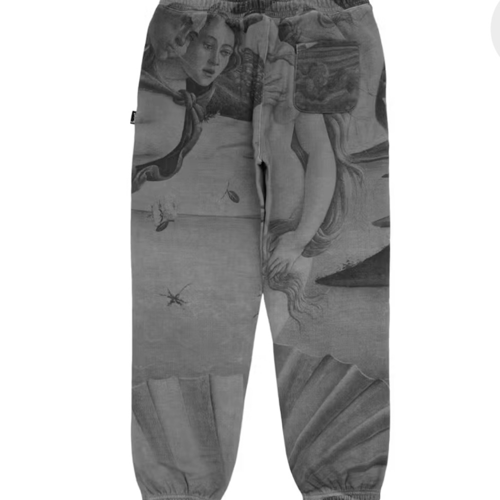Stüssy Dyed Venus Sweatpant Joggers with Greek Woman Statue Black, Dark Grey - Picture 2 of 11